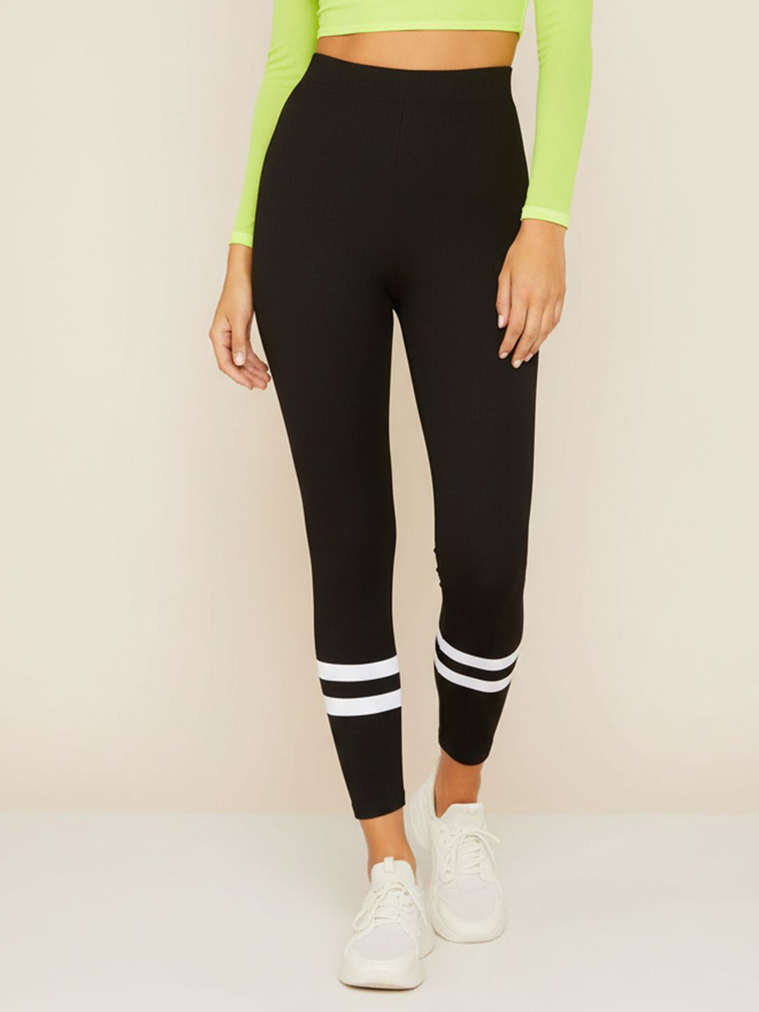 Moda Rapido Women Striped Hem Skinny Fit Tights