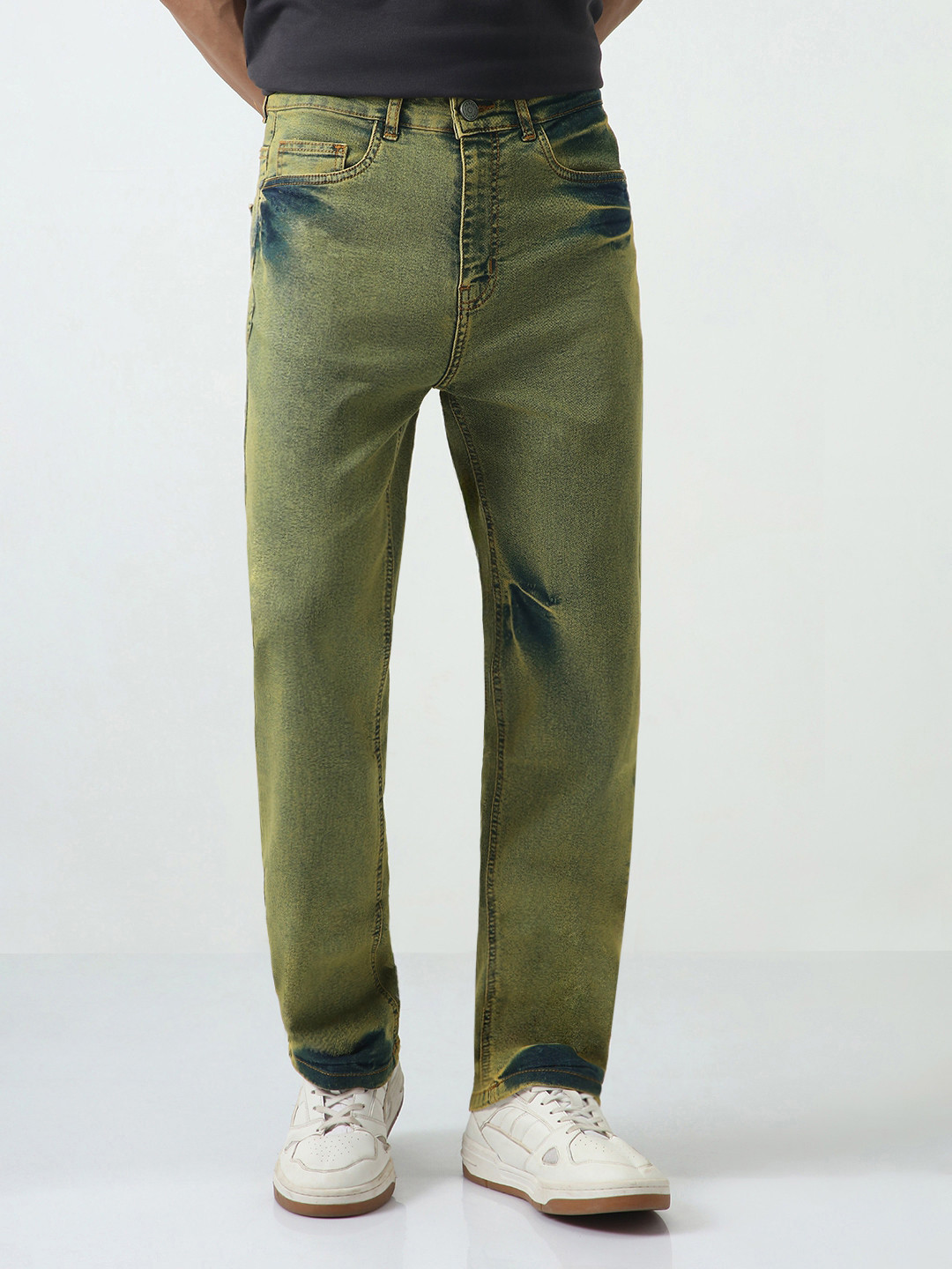 Urbano Fashion Men Straight Fit Mid-Rise Heavy Fade Heavy Washed Stretchable Jeans