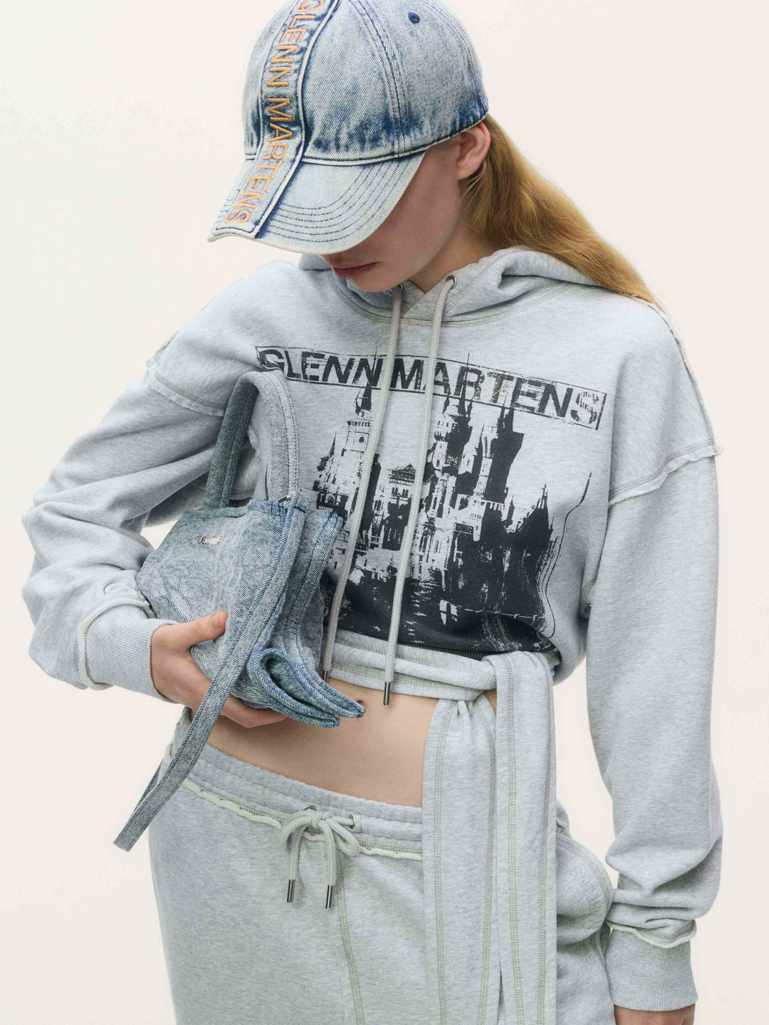 H&M Pure Cotton Tie-Detail Printed Hoodie