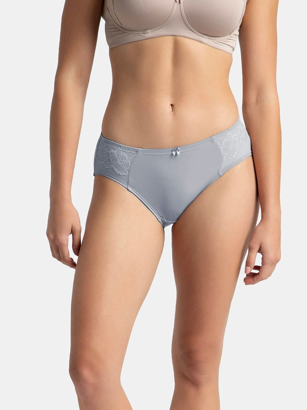 Jockey Full Coverage Soft Touch Microfiber Elastane Stretch Hipster with Lace Styling-1874