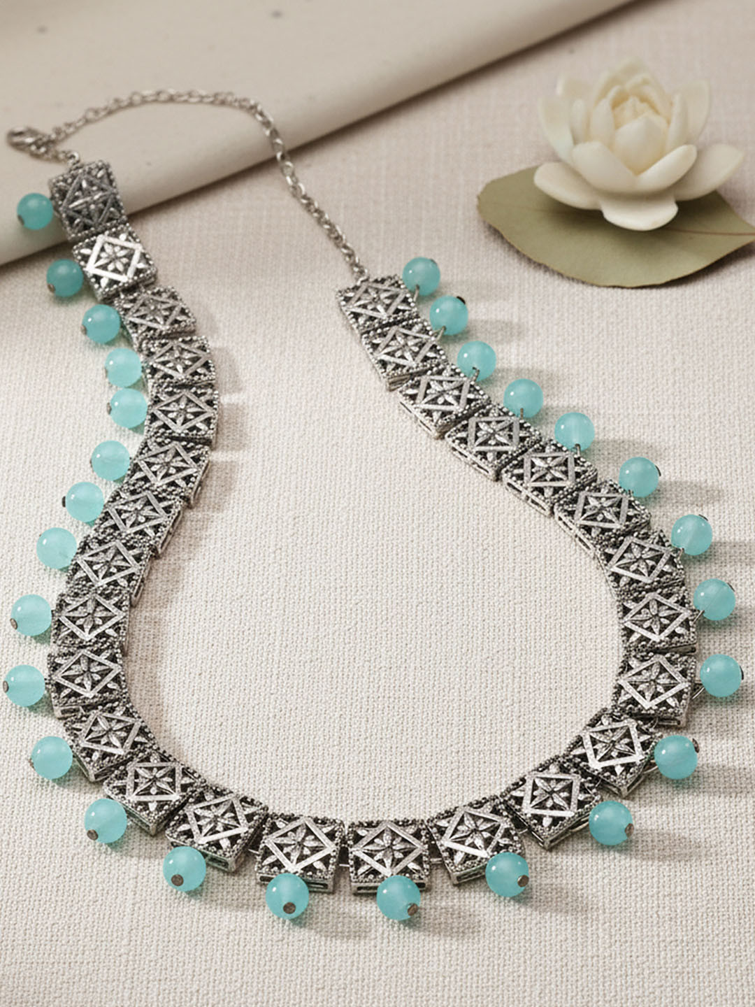 KARATCART Kundan-Studded & Beaded Oxidised Kamarbandh