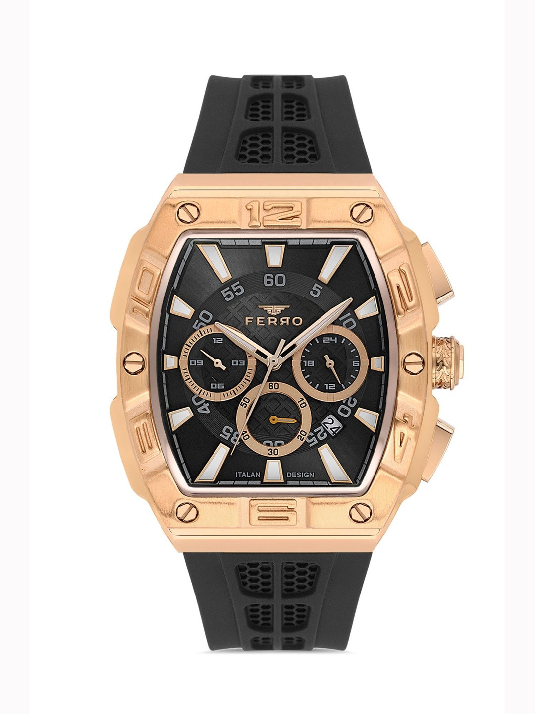 Ferro Men Brass Dial & Straps Analogue Watch FM11526D-R2