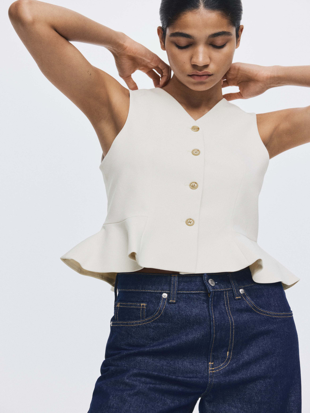 H&M V-Neck Peplum Waistcoat