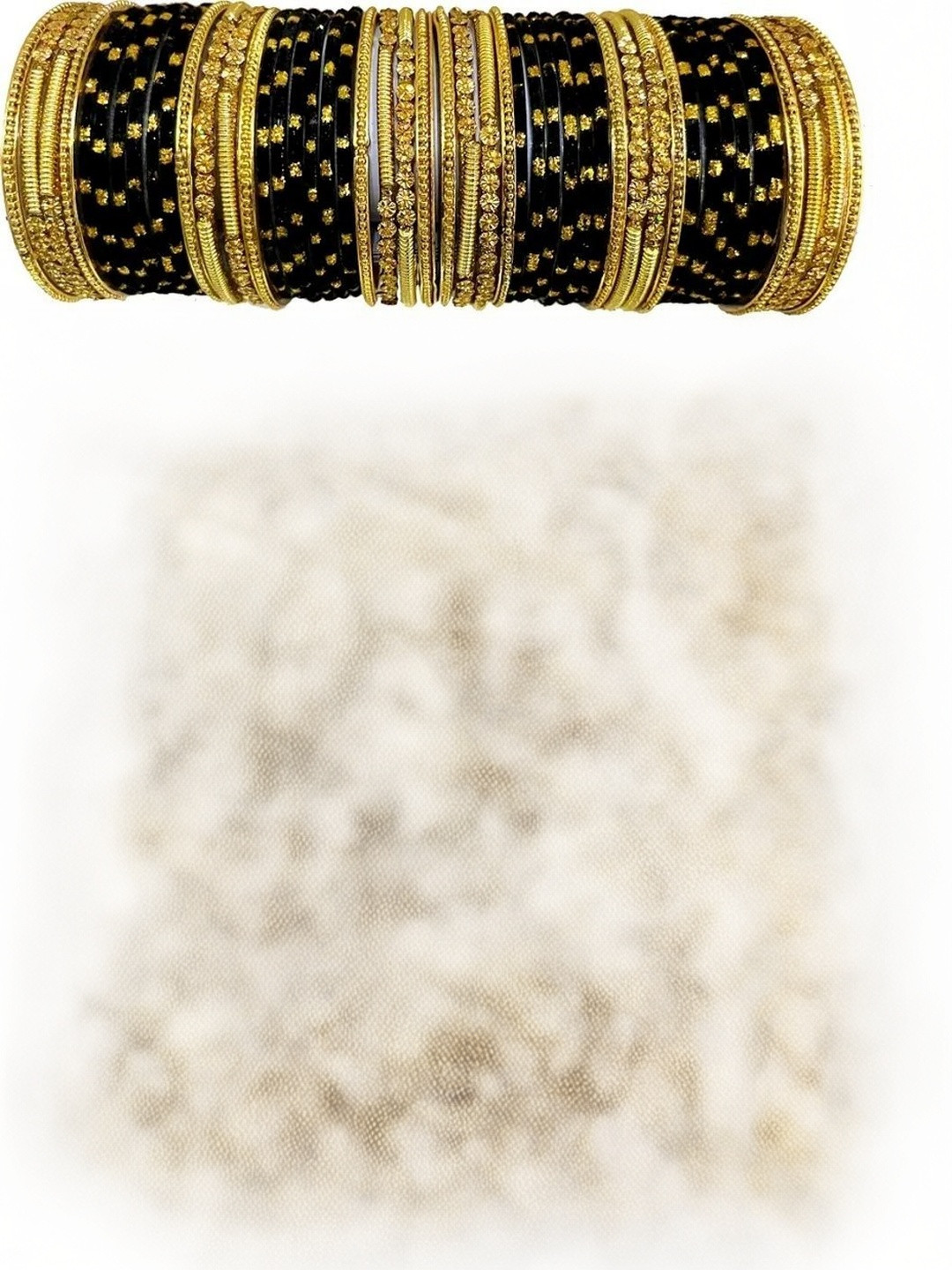 Only Offers Black Glass Artificial Stones & Beads Bangle