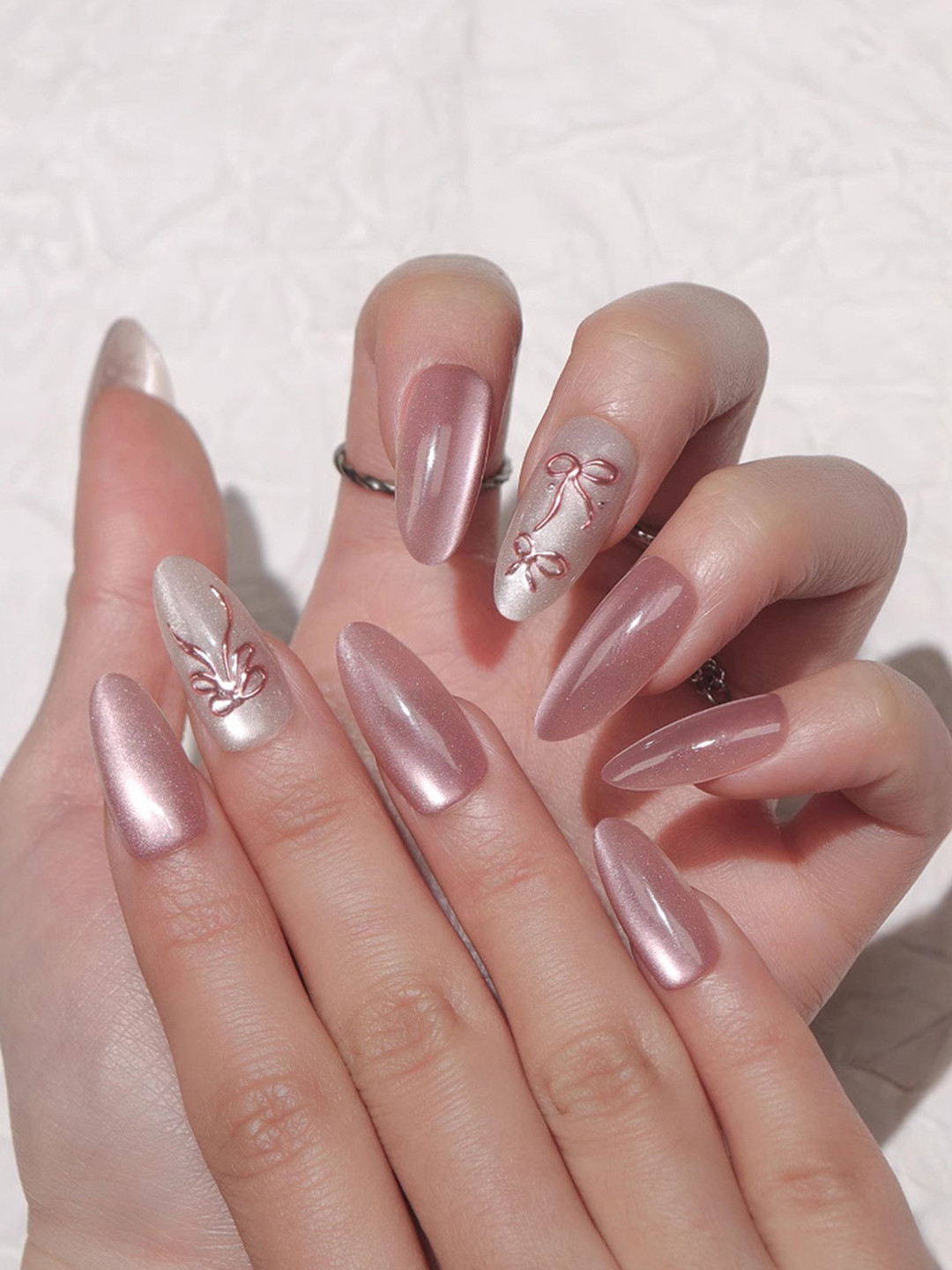 Secret Lives Set Of 24 Reusable Stick On Artificial Nails - Heart Bloon Catseye