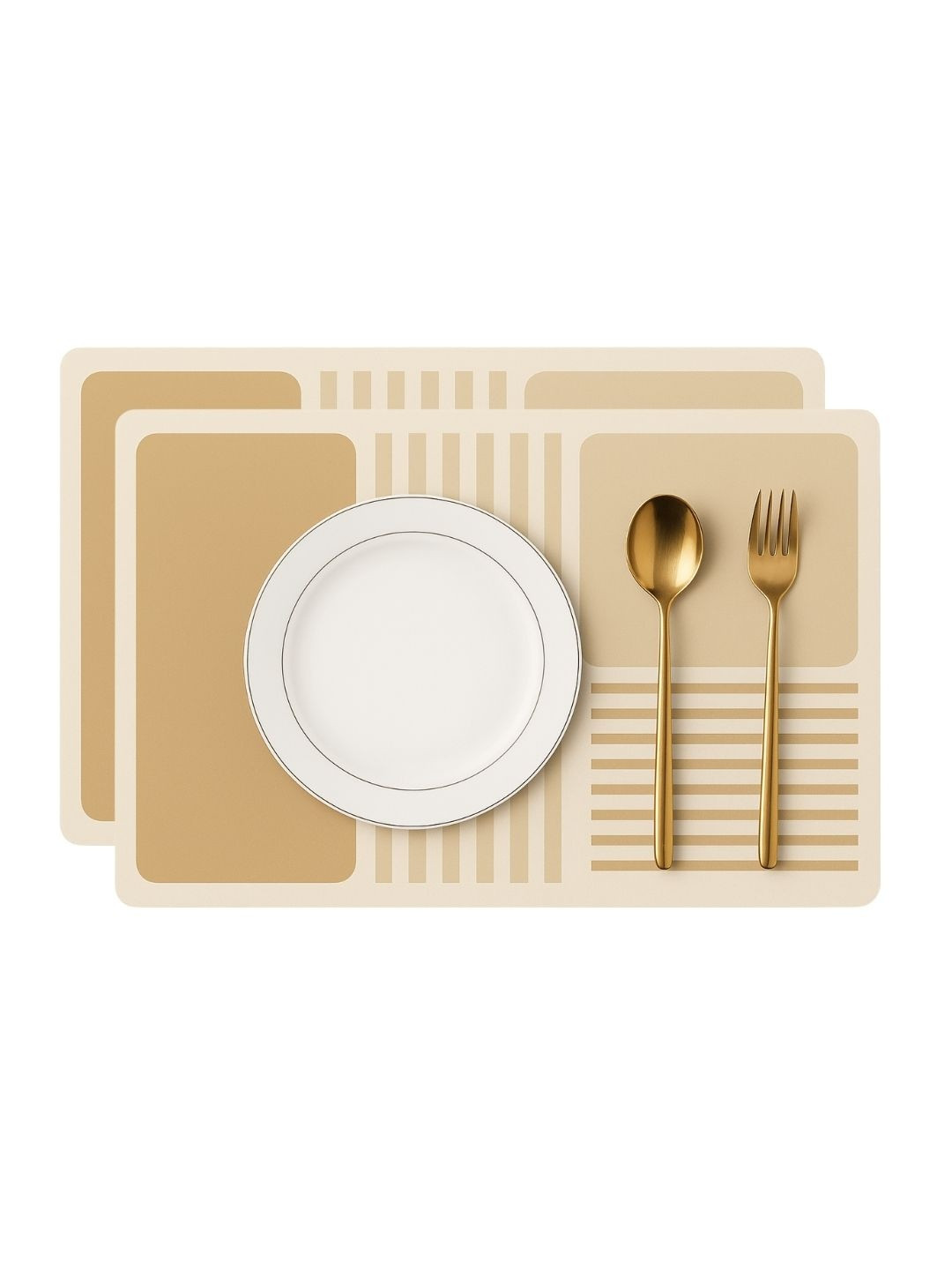 YELONA 2Pcs Sand-Yellow Patterned Waterproof Heat-Resistant Anti-Slip Table Placemats