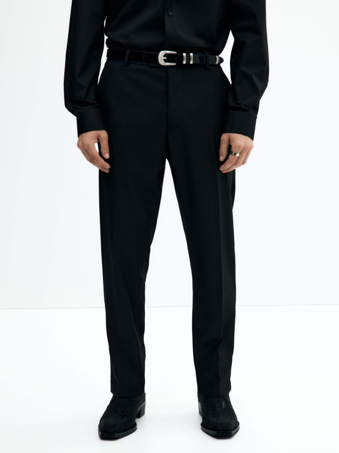 H&M Slim Fit Wool-Blend Tuxedo Trousers