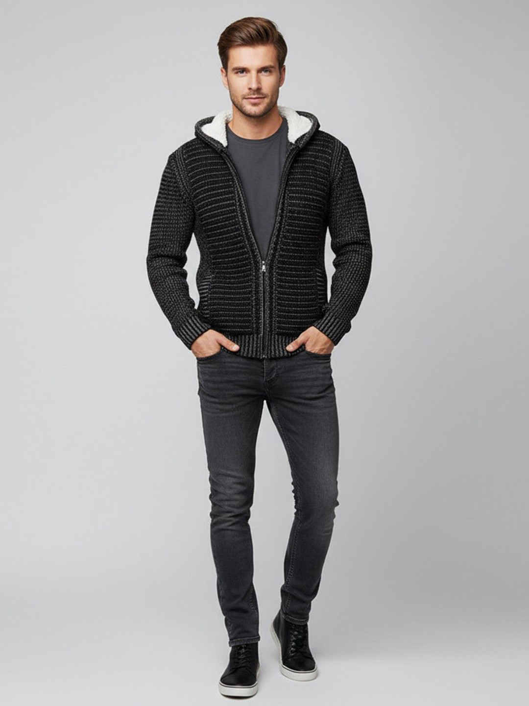 Mast & Harbour Men Ribbed with Fuzzy Detail