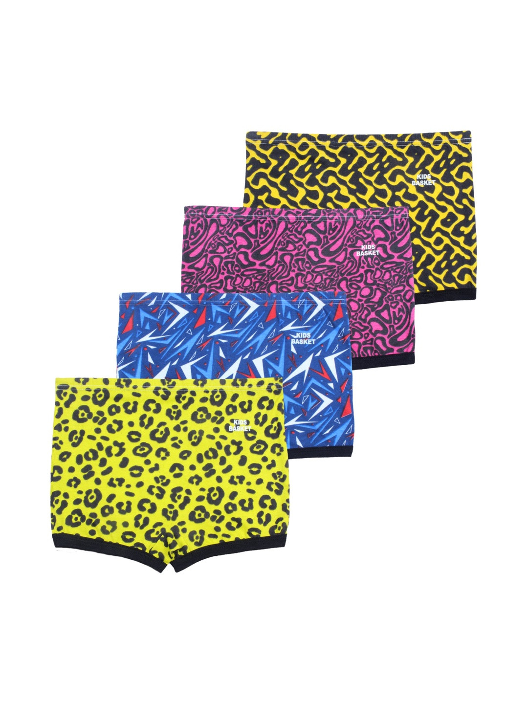 Kids Basket Girls Pack Of 4 Printed Cotton Boyshorts Briefs