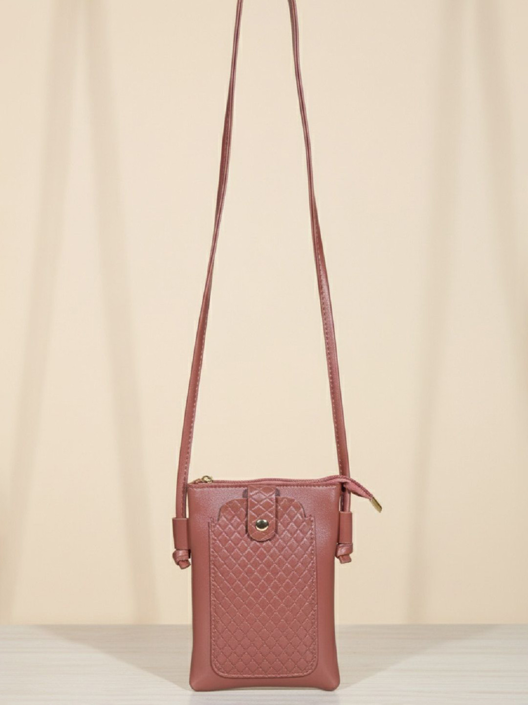 Donicy Textured PU Sling Bag with Quilted