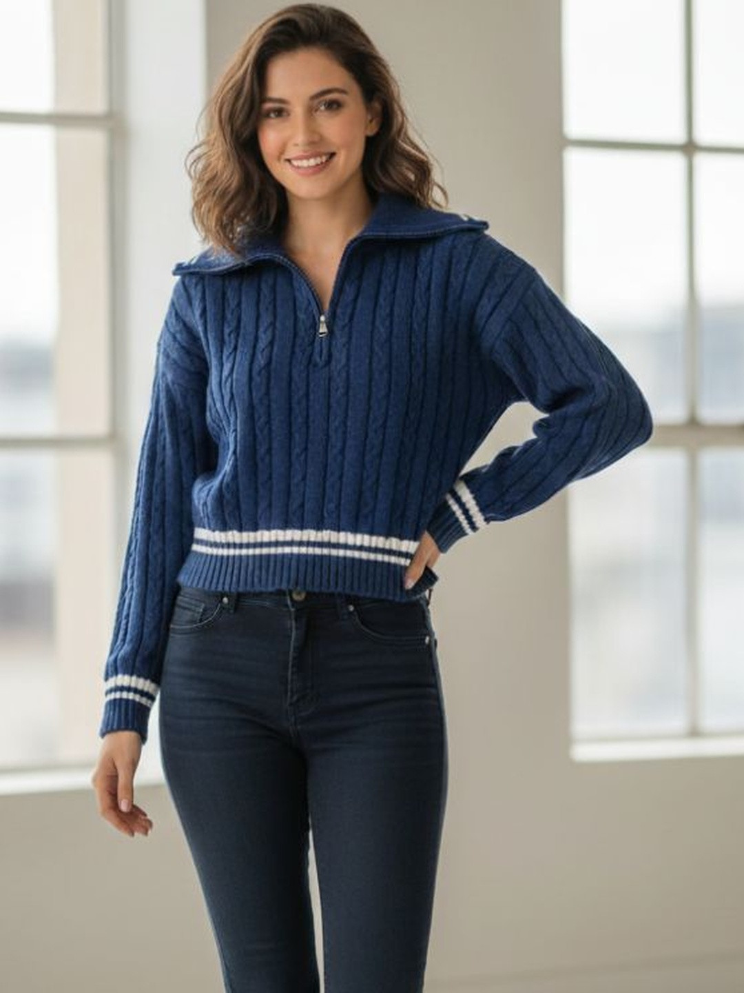 MARC LOUIS Woollen Tweed Crop Top