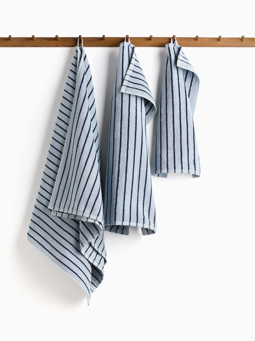 H&M Blue Pure Cotton Striped Guest Towel