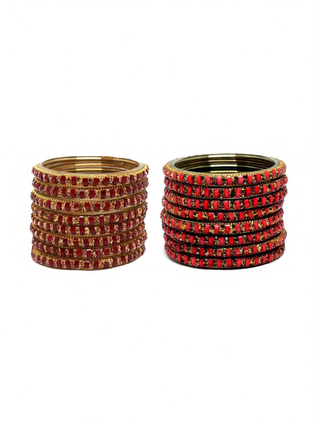 Adiba Fashion Factory Set Of 2 Multi Glass Artificial Stones & Beads Bangle