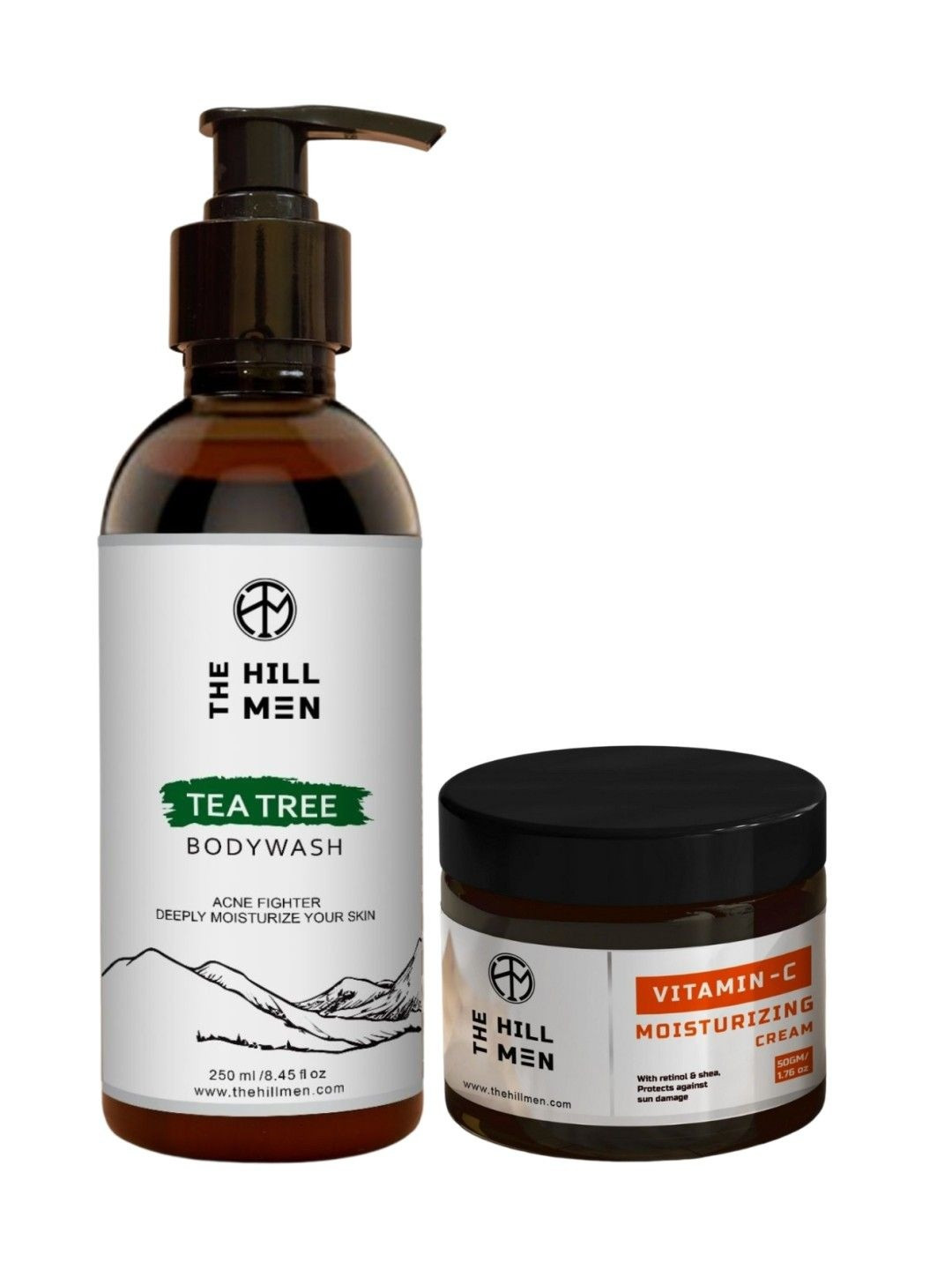 The Hill Men Set Of 2 Tea Tree Bodywash & Vitamin C Moisturizing Cream Bath and Body Combo