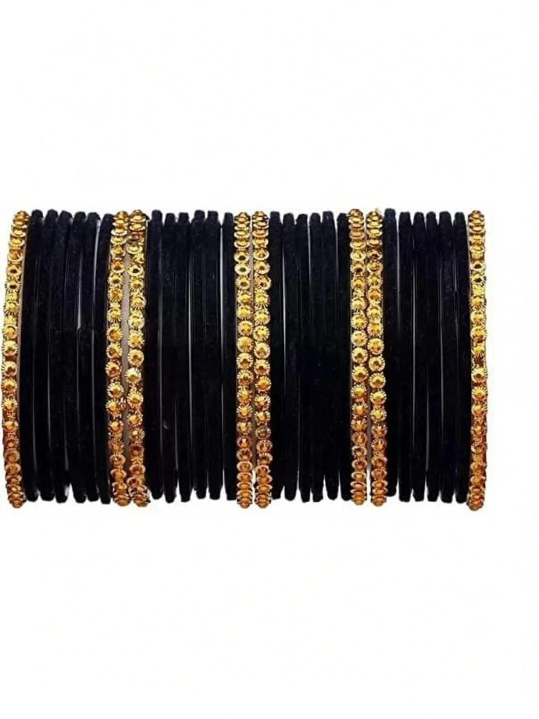 Instyle Forever Set Of 32 Black Glass Artificial Stones & Beads Bangle