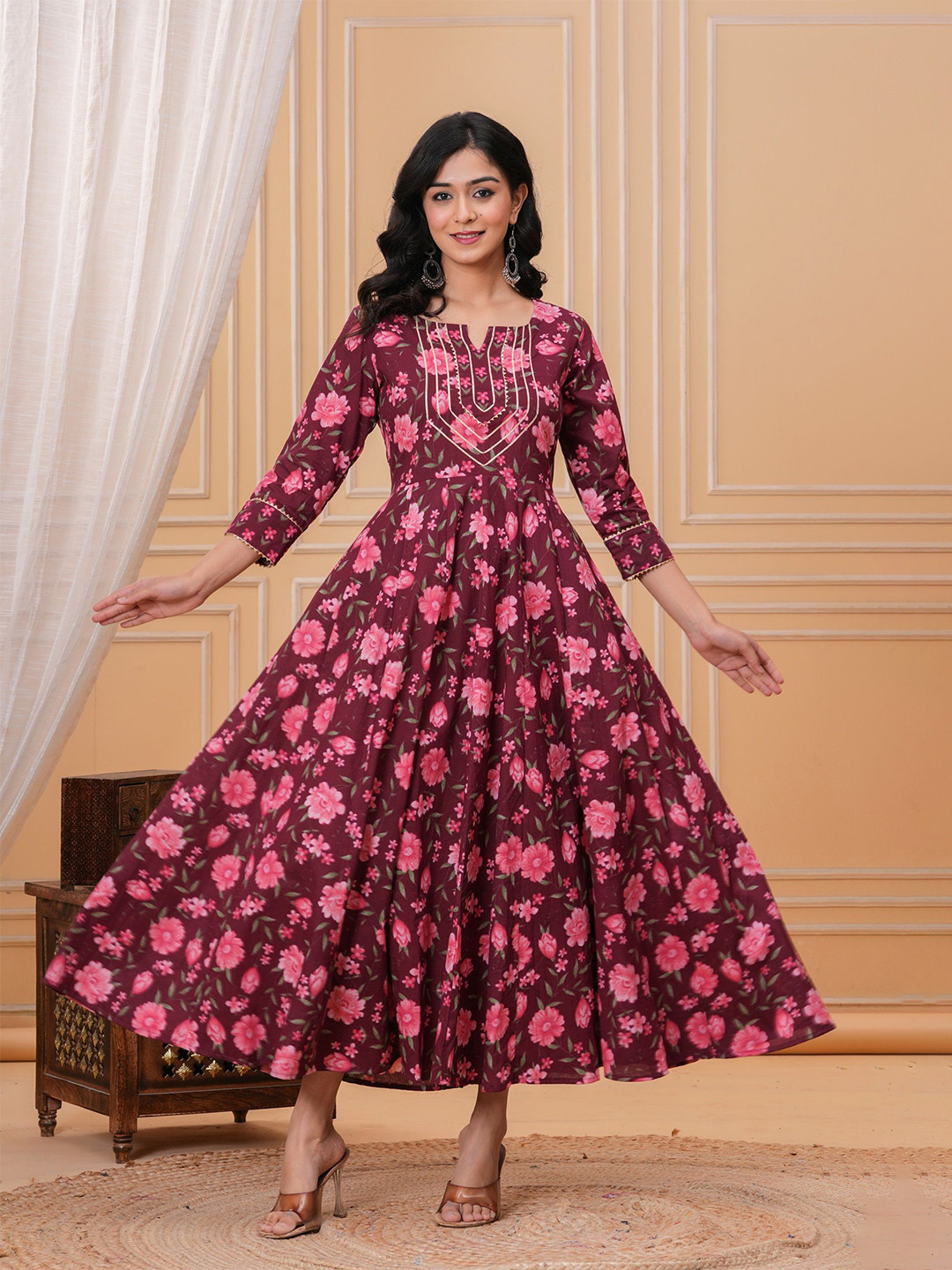 Da Vastraagaar Floral Print Fit & Flare Maxi Dress