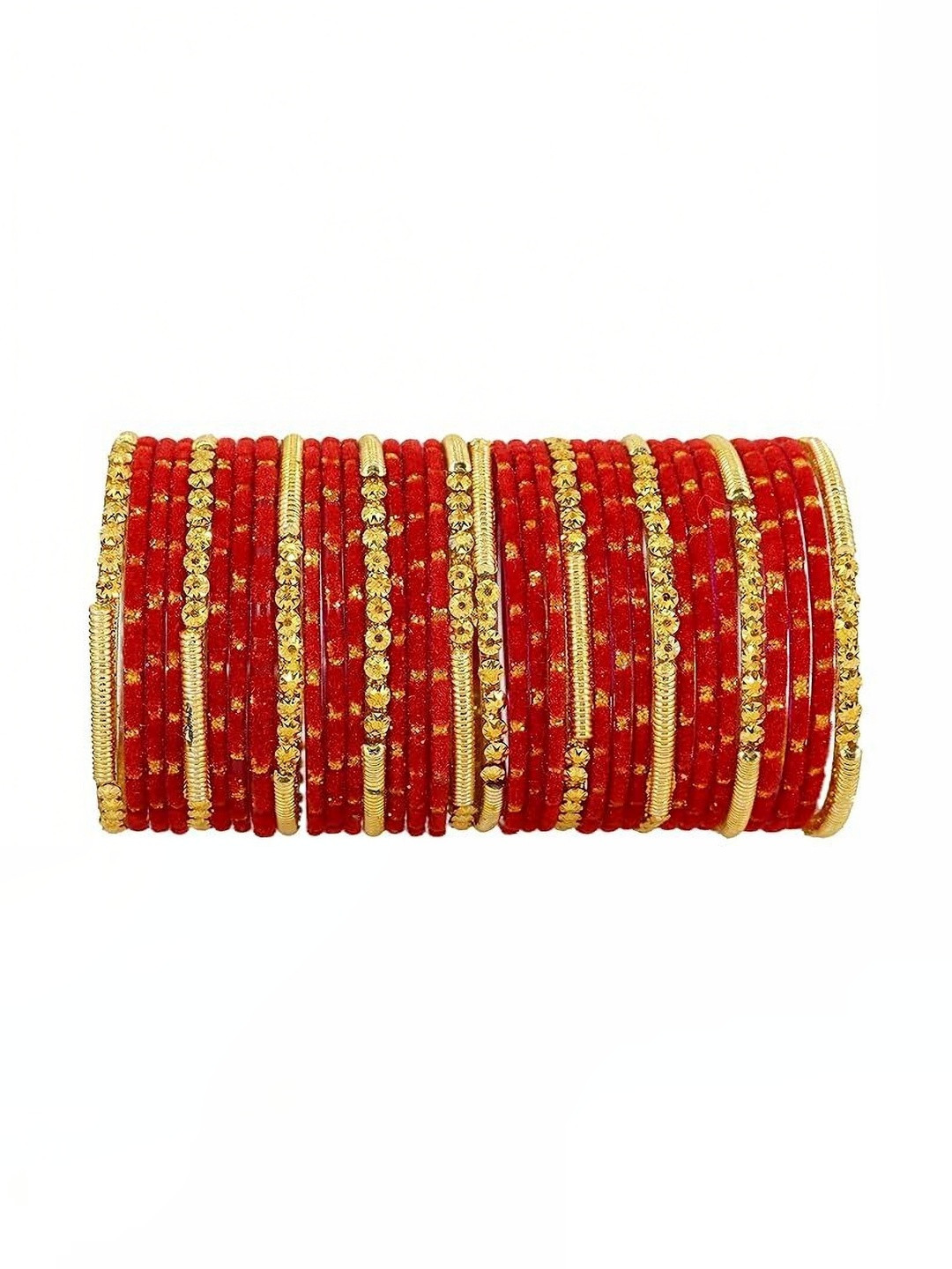 Shasmi Red Glass Artificial Stones & Beads Bangle