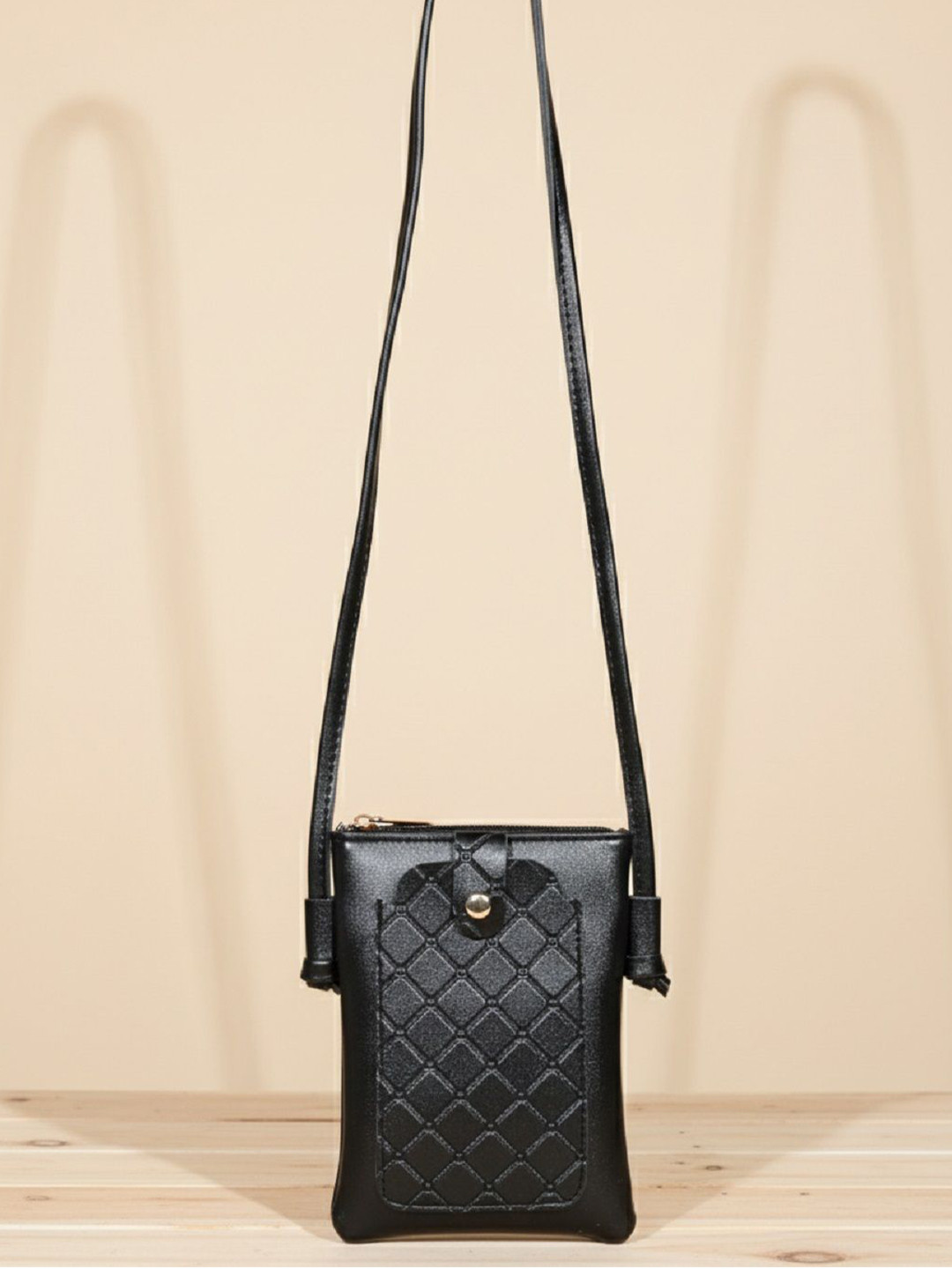 Donicy Textured PU Sling Bag with Quilted