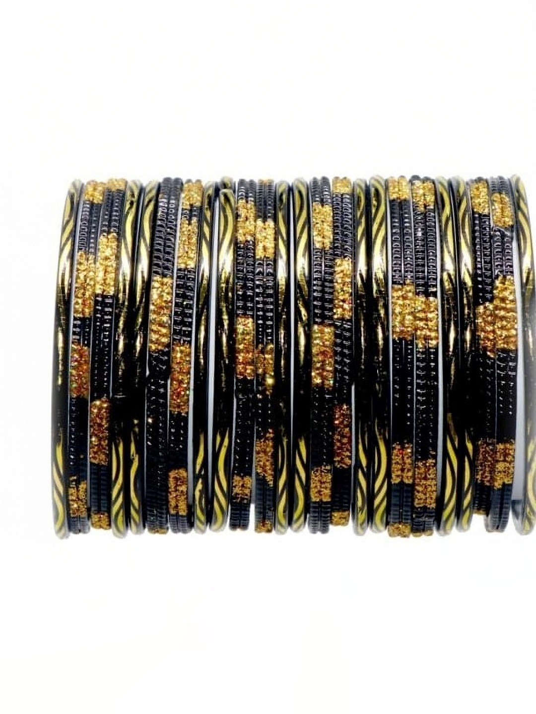 Only Offers Black Glass Artificial Stones & Beads Bangle