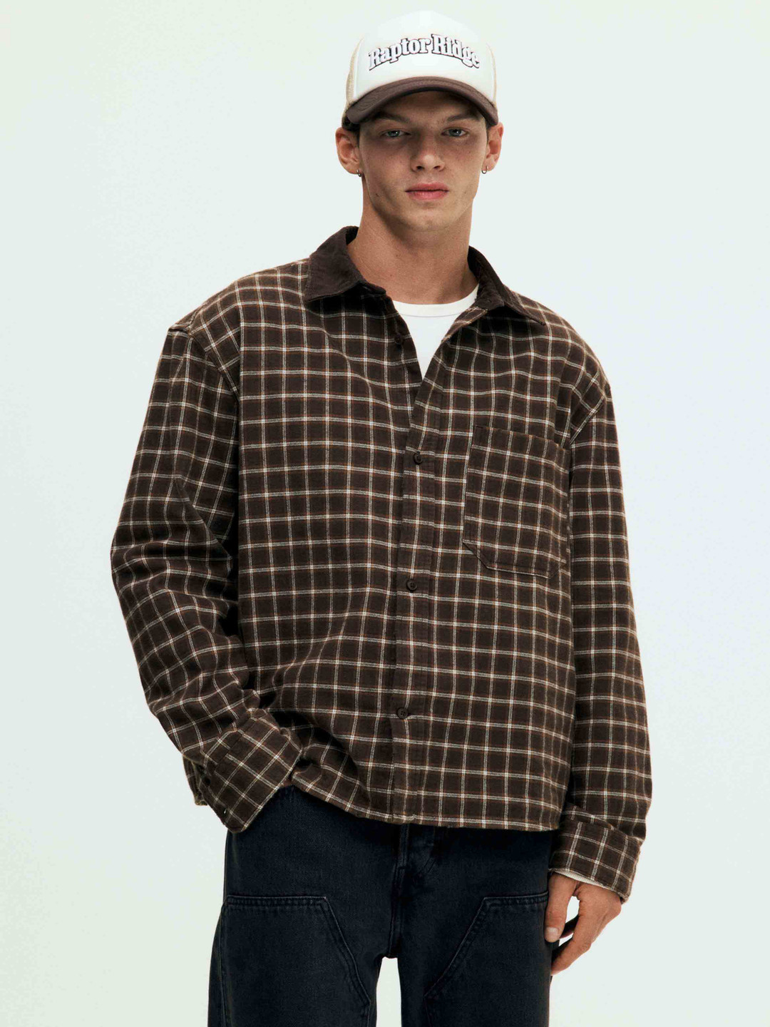 H&M Loose Fit Cropped Flannel Shirt