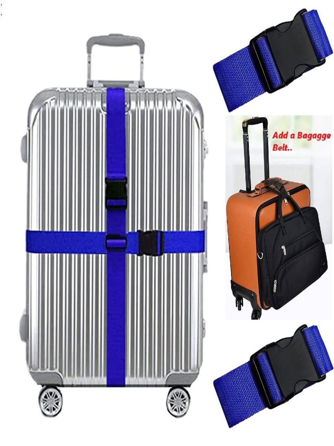 BASRI Set of 3 Foldable Luggage Strap Travel Accessory