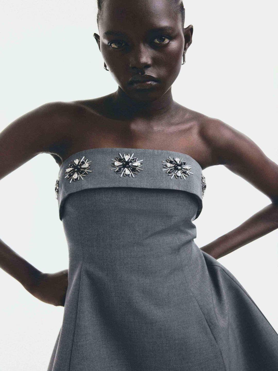 H&M Rhinestone-Embellished Bandeau Dress