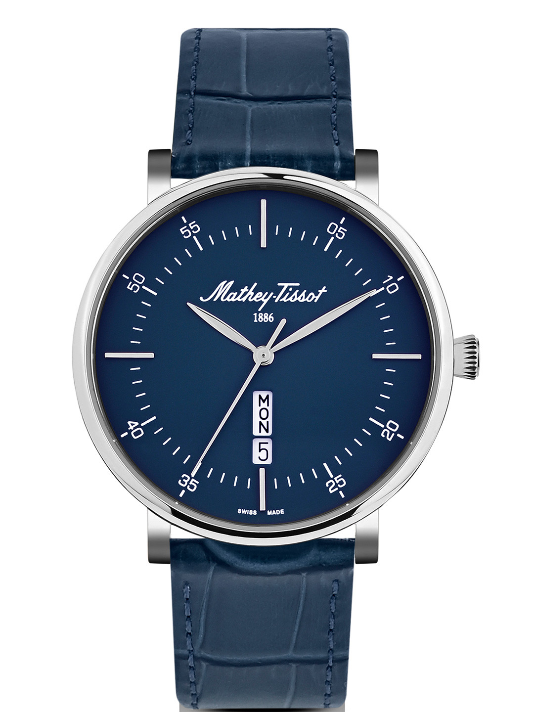 Mathey-Tissot Men Swiss Made Monsoon Day-Date Quartz Blue Dial Watch - H7918ALBU