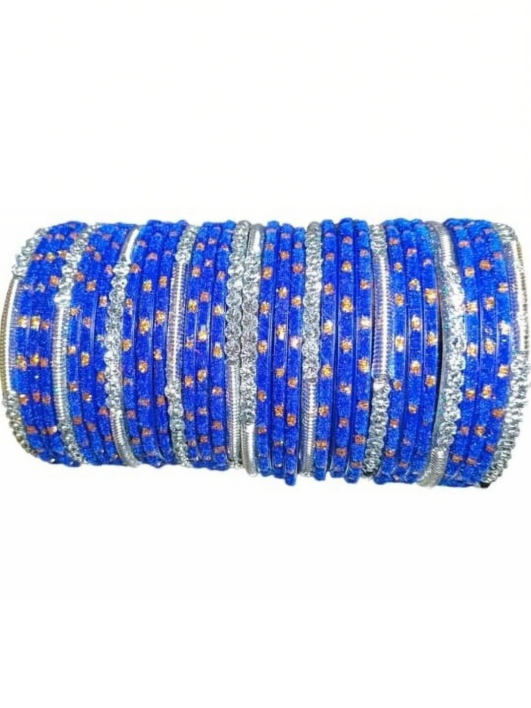 Shasmi Blue Glass Artificial Stones & Beads Bangle