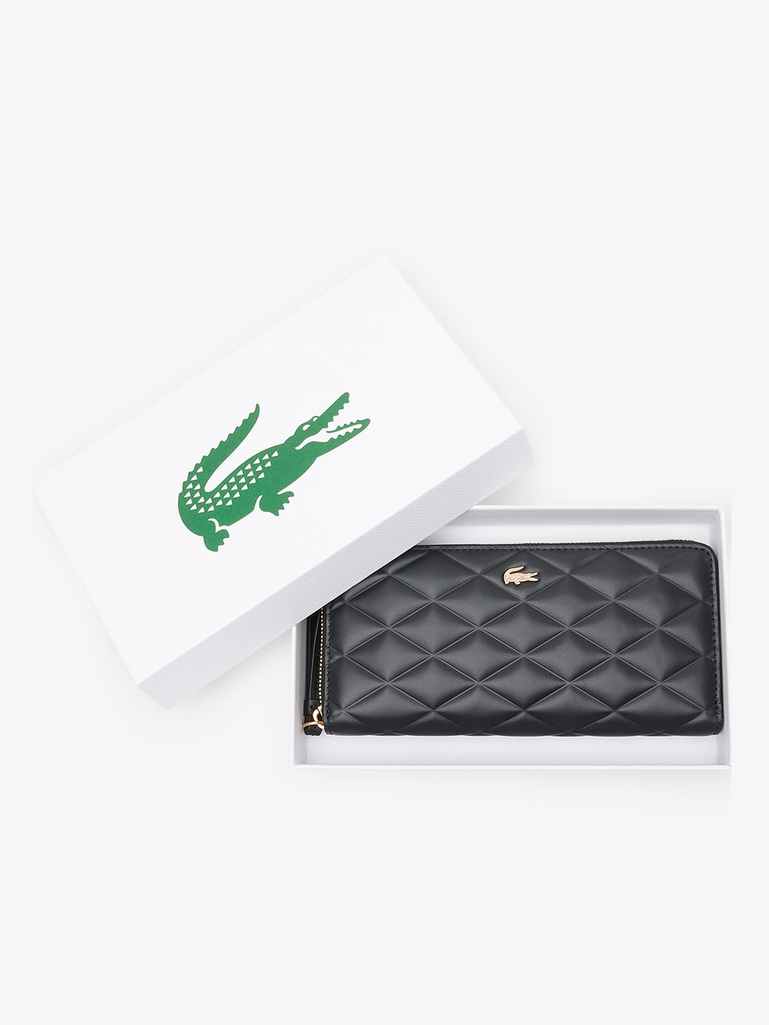 Lacoste Women Textured Quilted Leather Zip Around Wallet