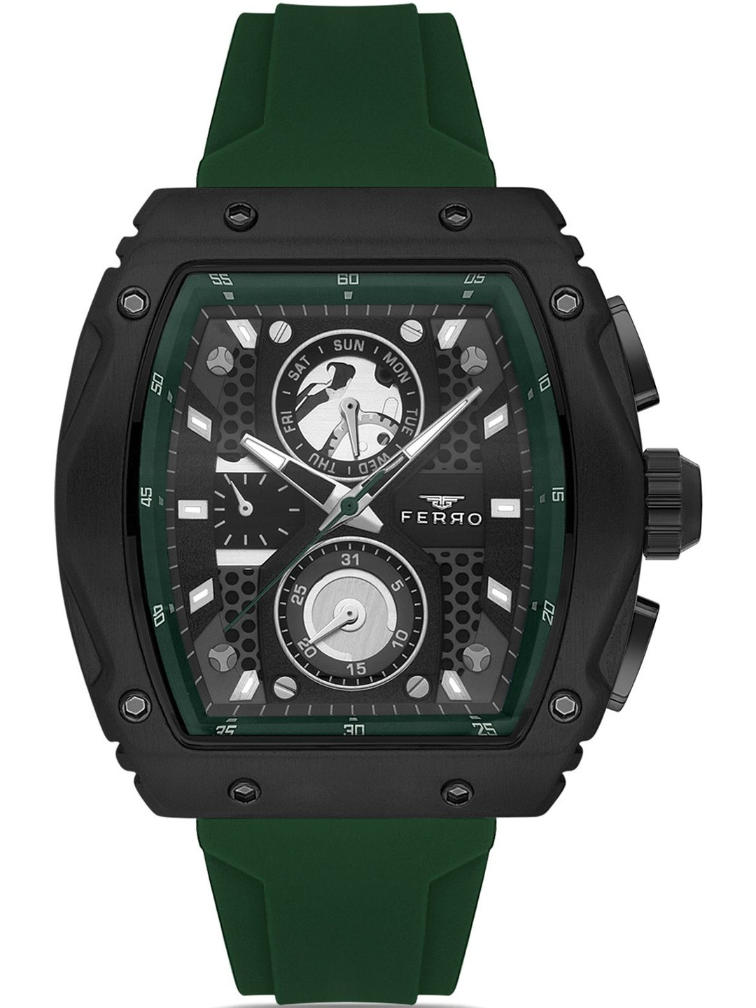 Ferro Men Brass Dial & Straps Analogue Watch FM11351D-ZF2