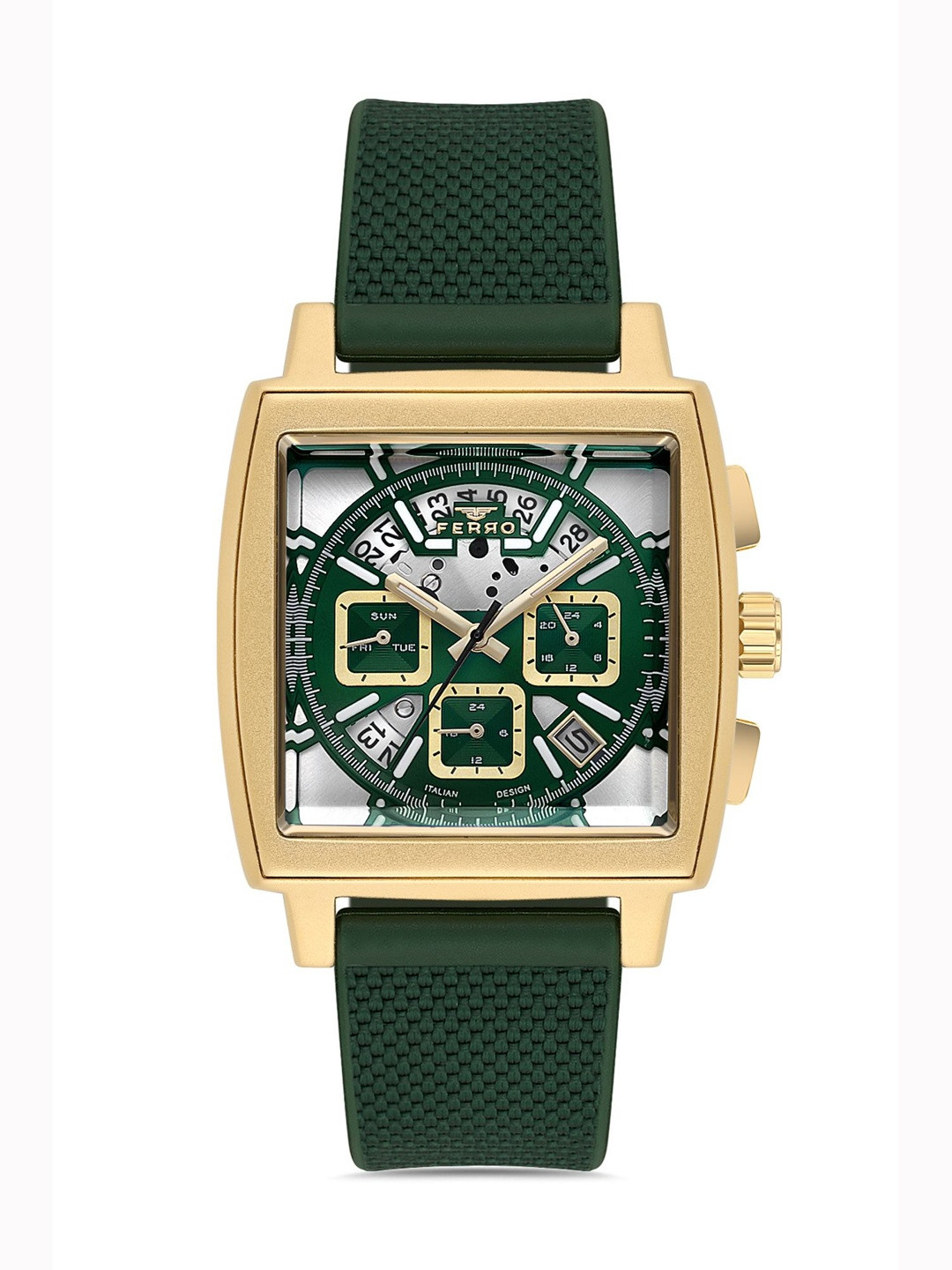 Ferro Men Brass Dial & Straps Analogue Watch FM11553D-ZR6