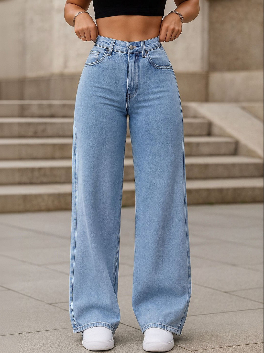 STITCH FACTORY Women Straight Fit High-Rise Jeans