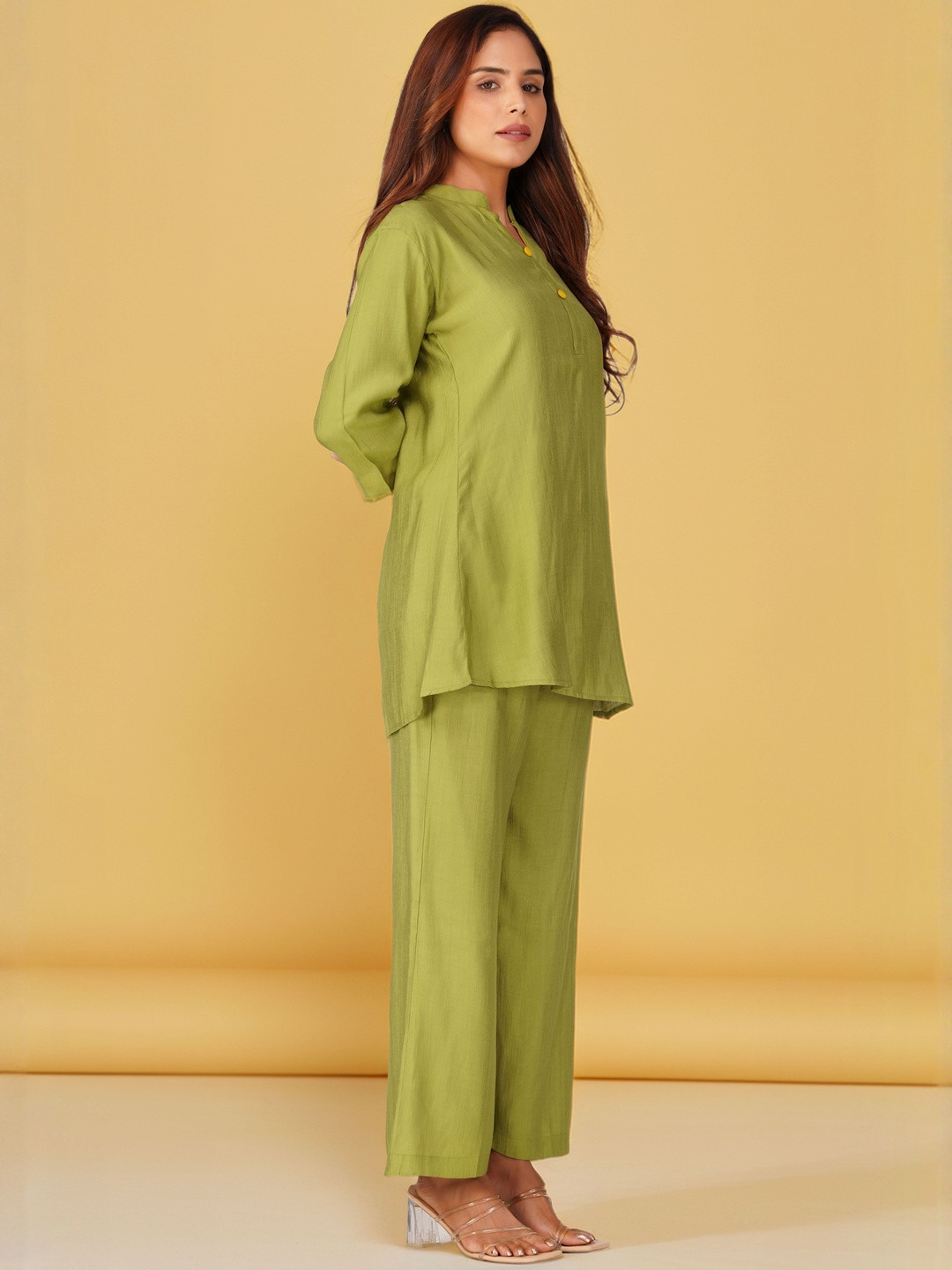 Bindigasm Sabr Mandarin Collar Three-Quarter Sleeves Tunic With Trouser
