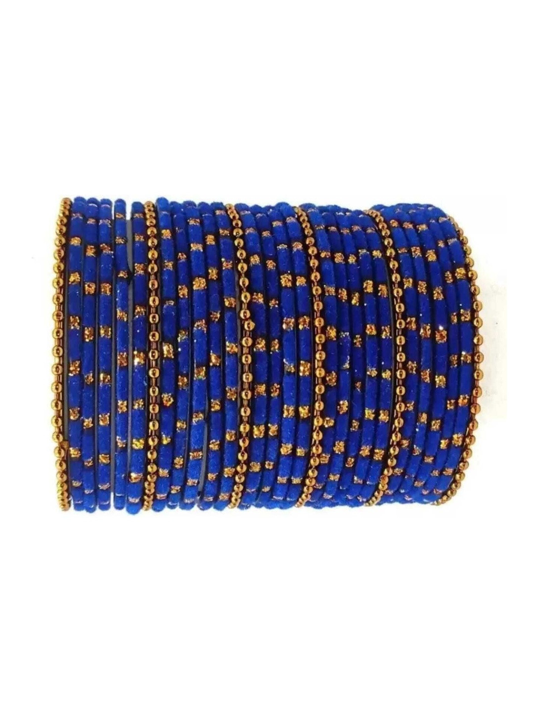 Only Offers Set Of 10 Blue Glass Artificial Stones & Beads Bangle
