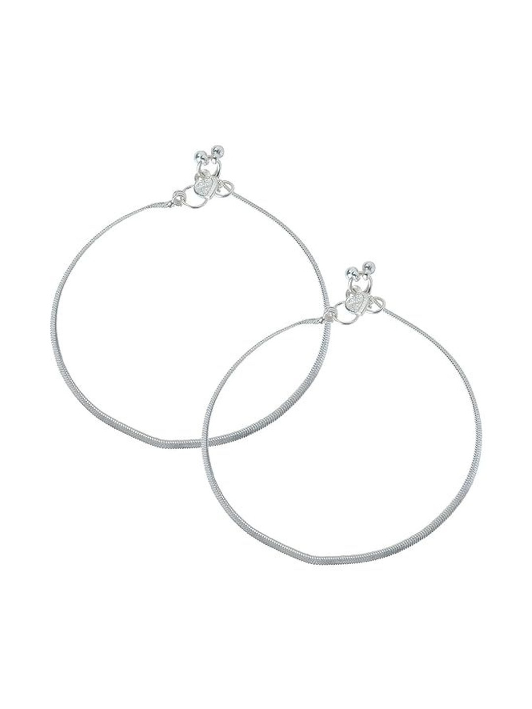 DZINETRENDZ Single Strand Silver-Plated Traditional Anklet