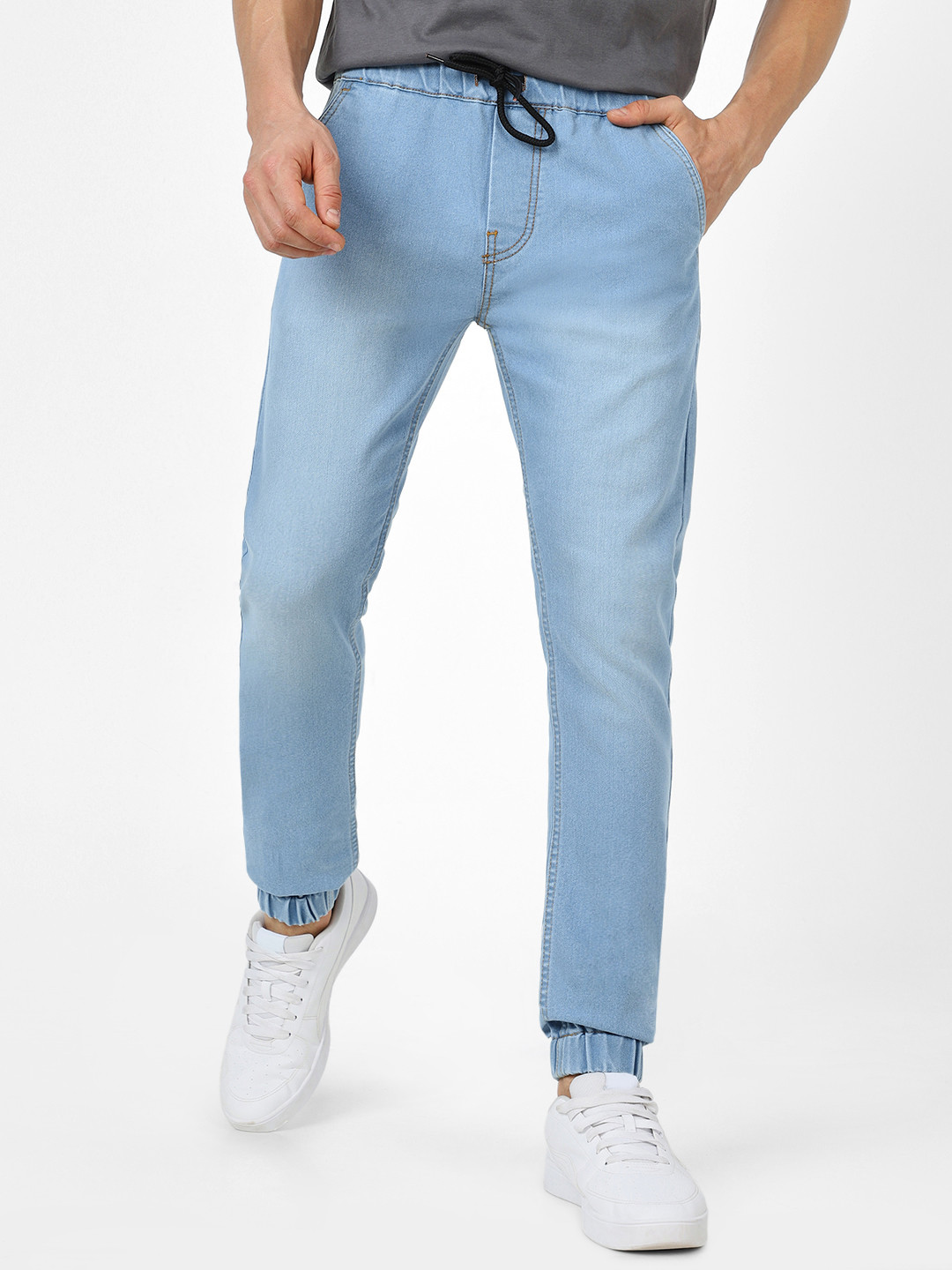 Urbano Fashion Men Blue Mid-Rise Clean Look Stretchable Jogger Jeans