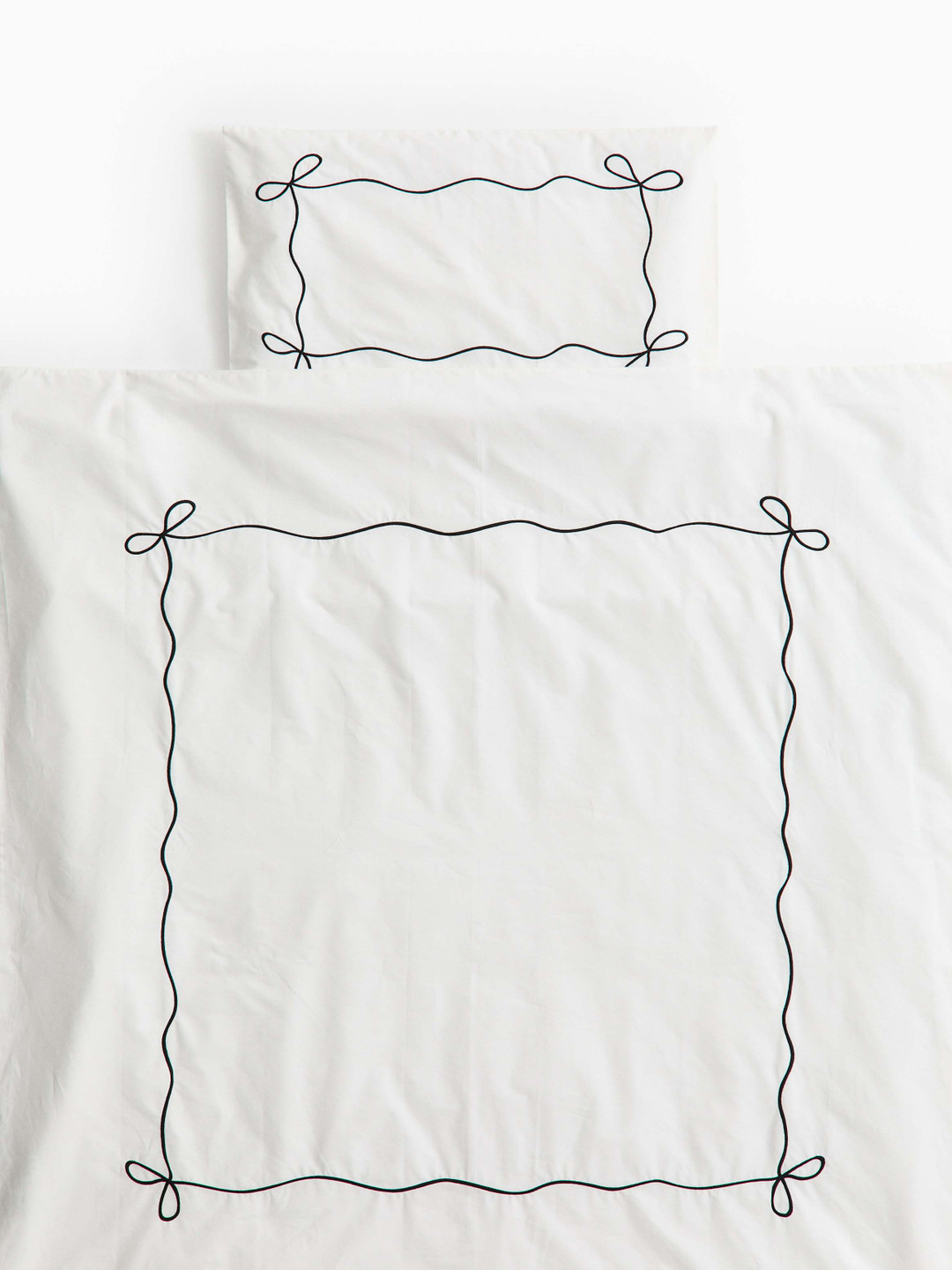 H&M White And Black Pure Cotton Cot Duvet Cover Set