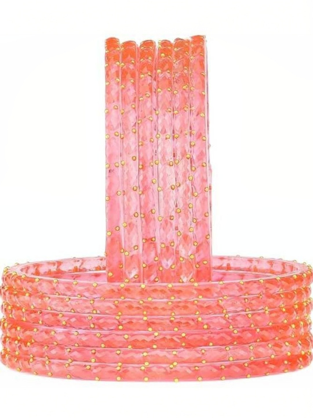 Qufrozy Set Of 12 Rose Glass Artificial Stones & Beads Bangle