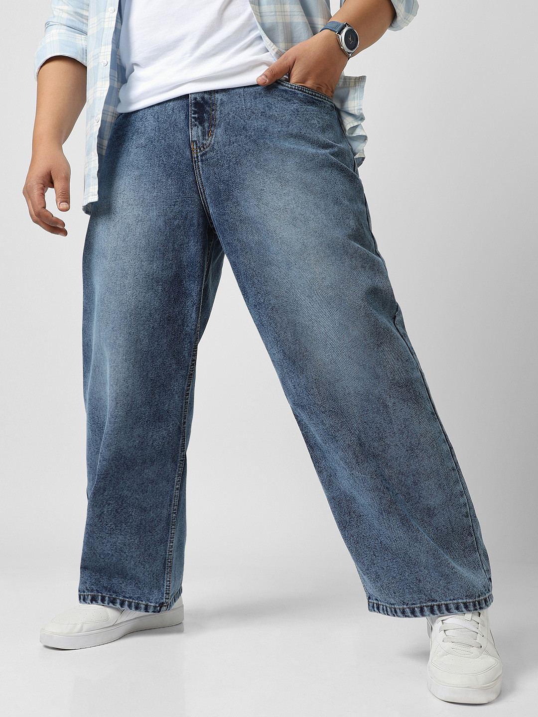 Urbano Plus Men's  Non-Stretchable Washed Relaxed Fit Jeans