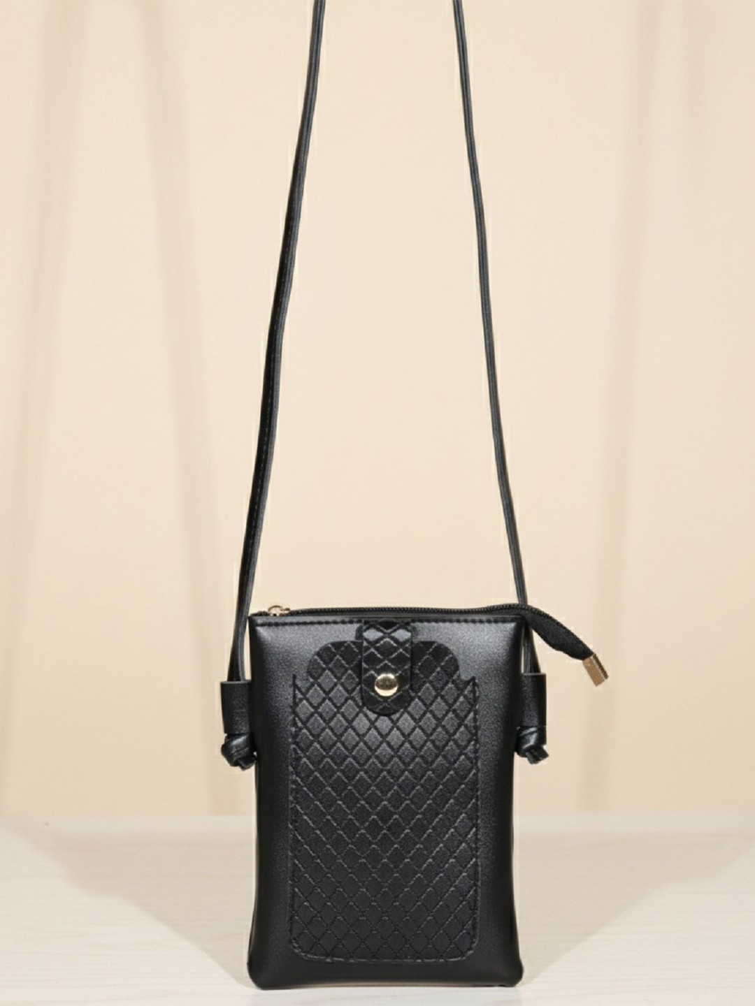 Donicy Textured PU Sling Bag with Quilted