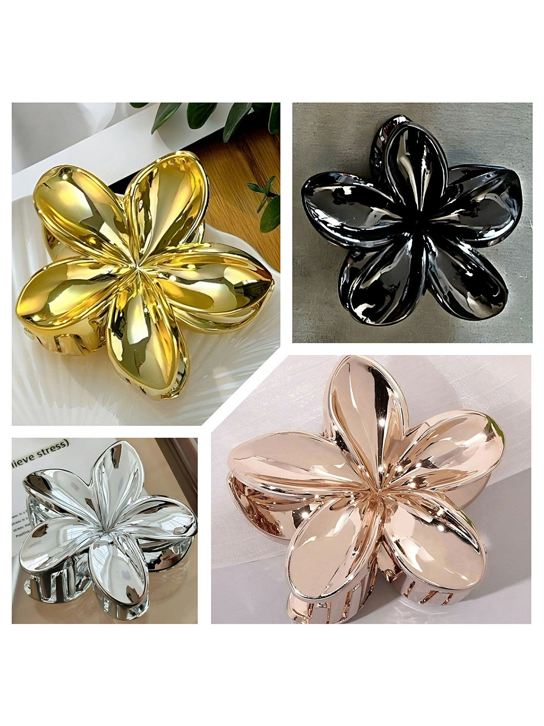 Elecsera Set of 4 Flower Shape Claw Clip