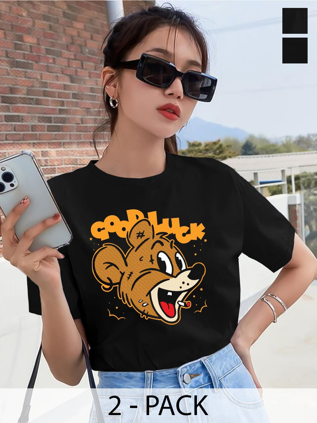 The Dry State Pack Of 2 Graphic Printed Round Neck Cotton T-shirts
