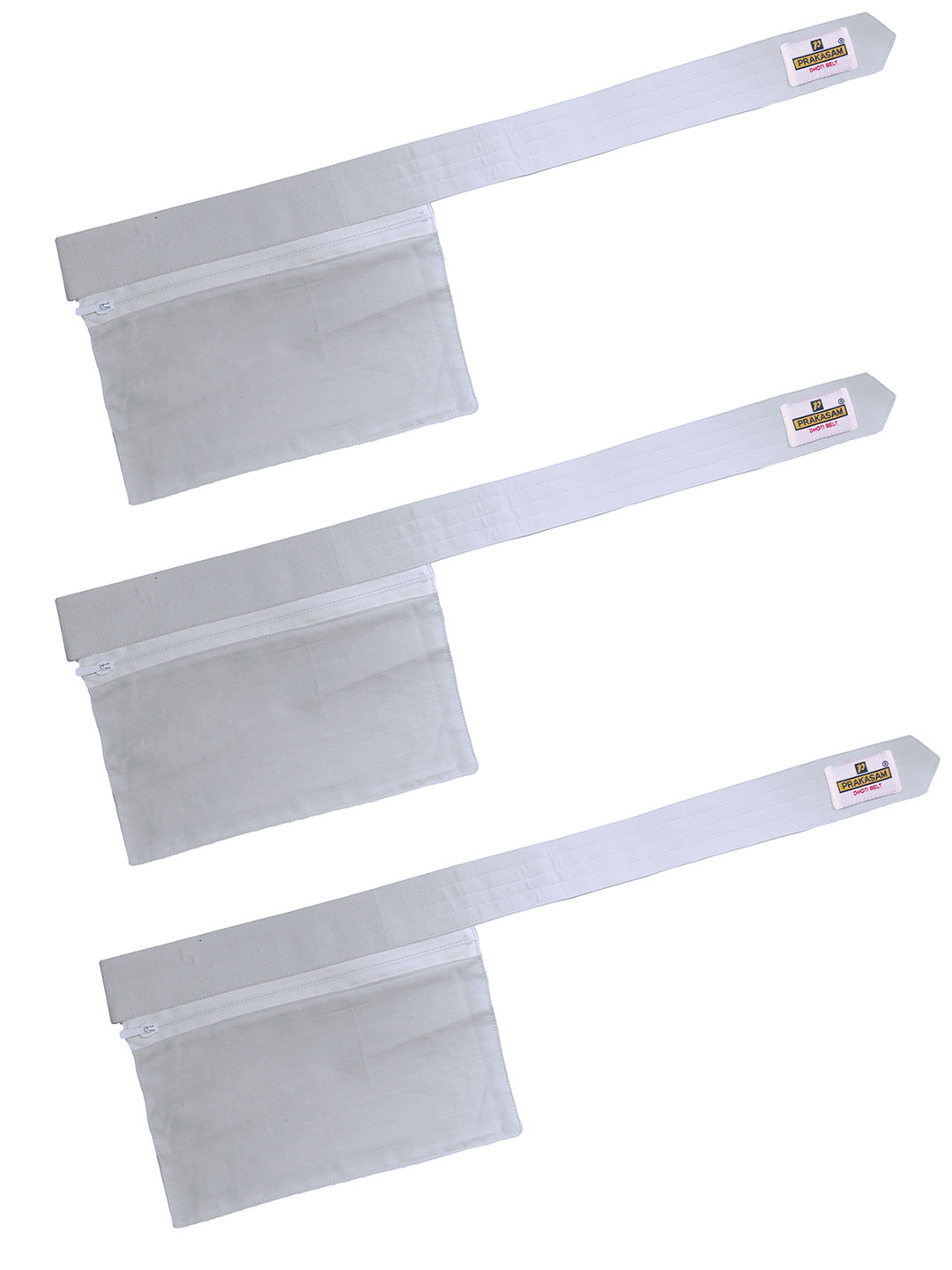 PRAKASAM COTTON Men Pack Of 3 Cotton Canvas Dhoti Belt & Zip Pouch Dhoti Belt