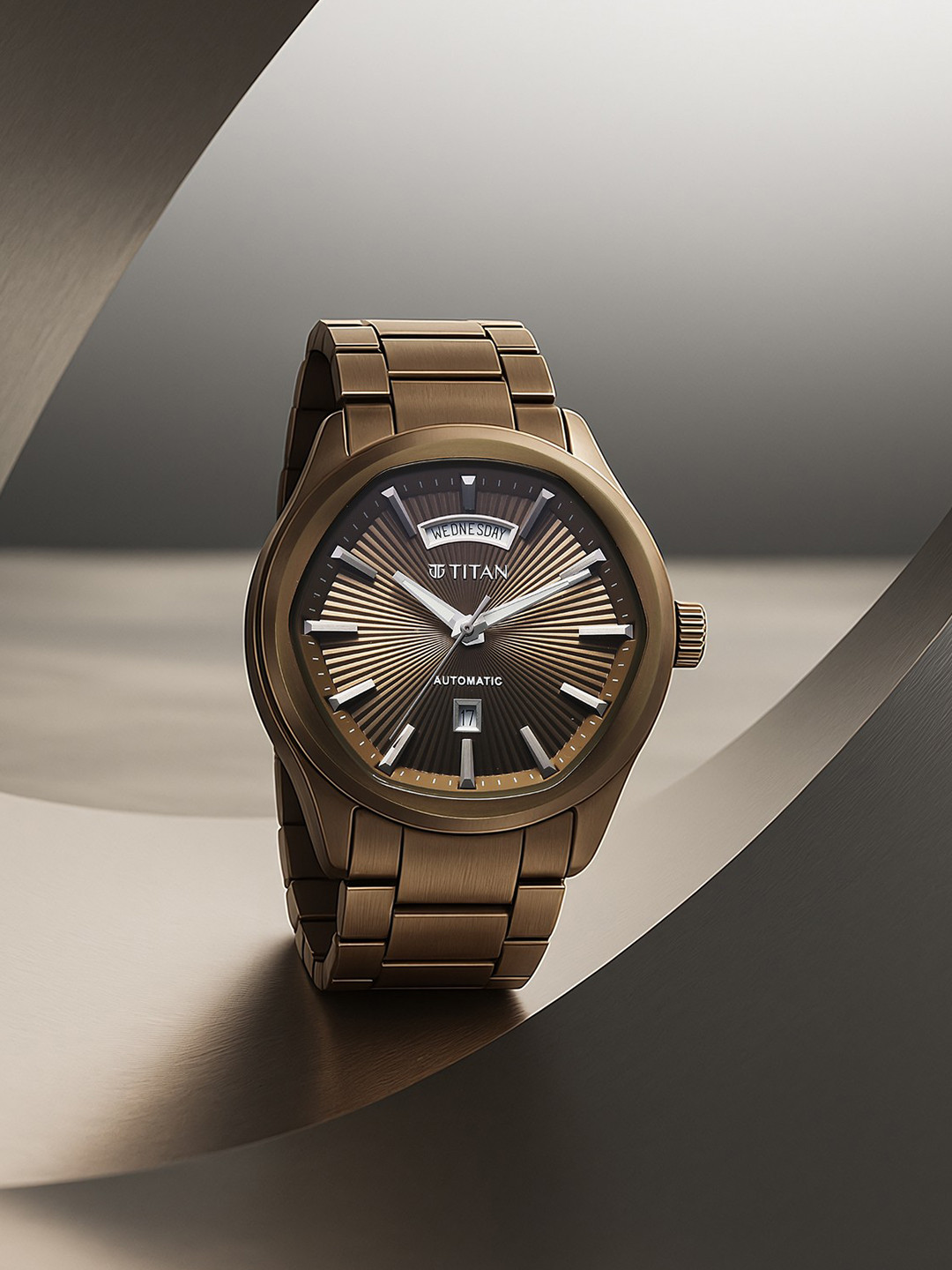 Titan Men Dial & Leather Bracelet Style Straps Analogue Automatic Watch 90209QM01