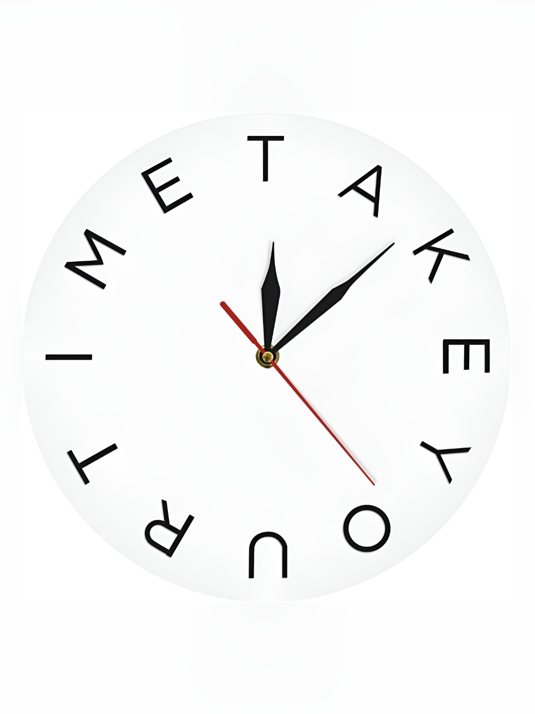 QEZNEF white clock: Typography Printed Round Shaped Wooden Analogue Wall Clock