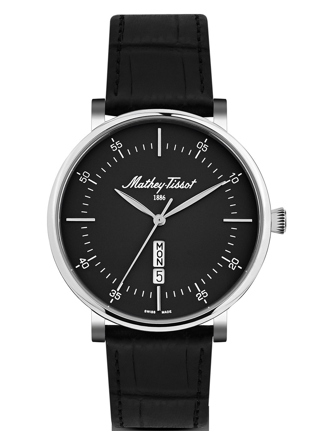 Mathey-Tissot Men Swiss Made Monsoon Day-Date Quartz Black Dial Watch - H7918ALN