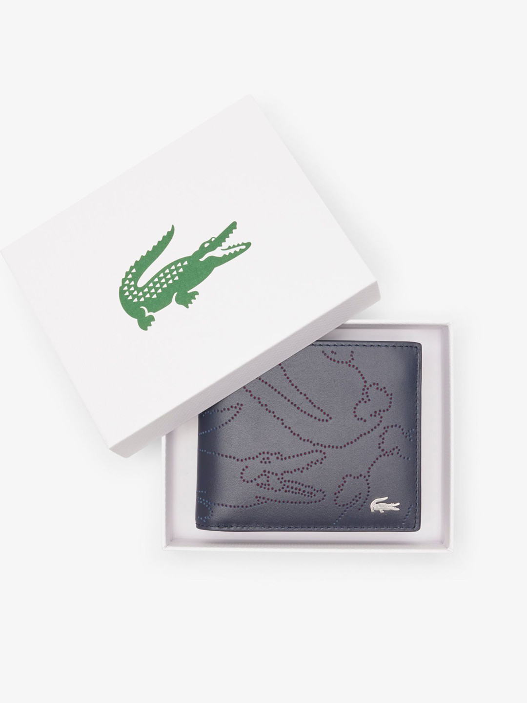 Lacoste Men Abstract Printed Cut Work Leather Two Fold Wallet