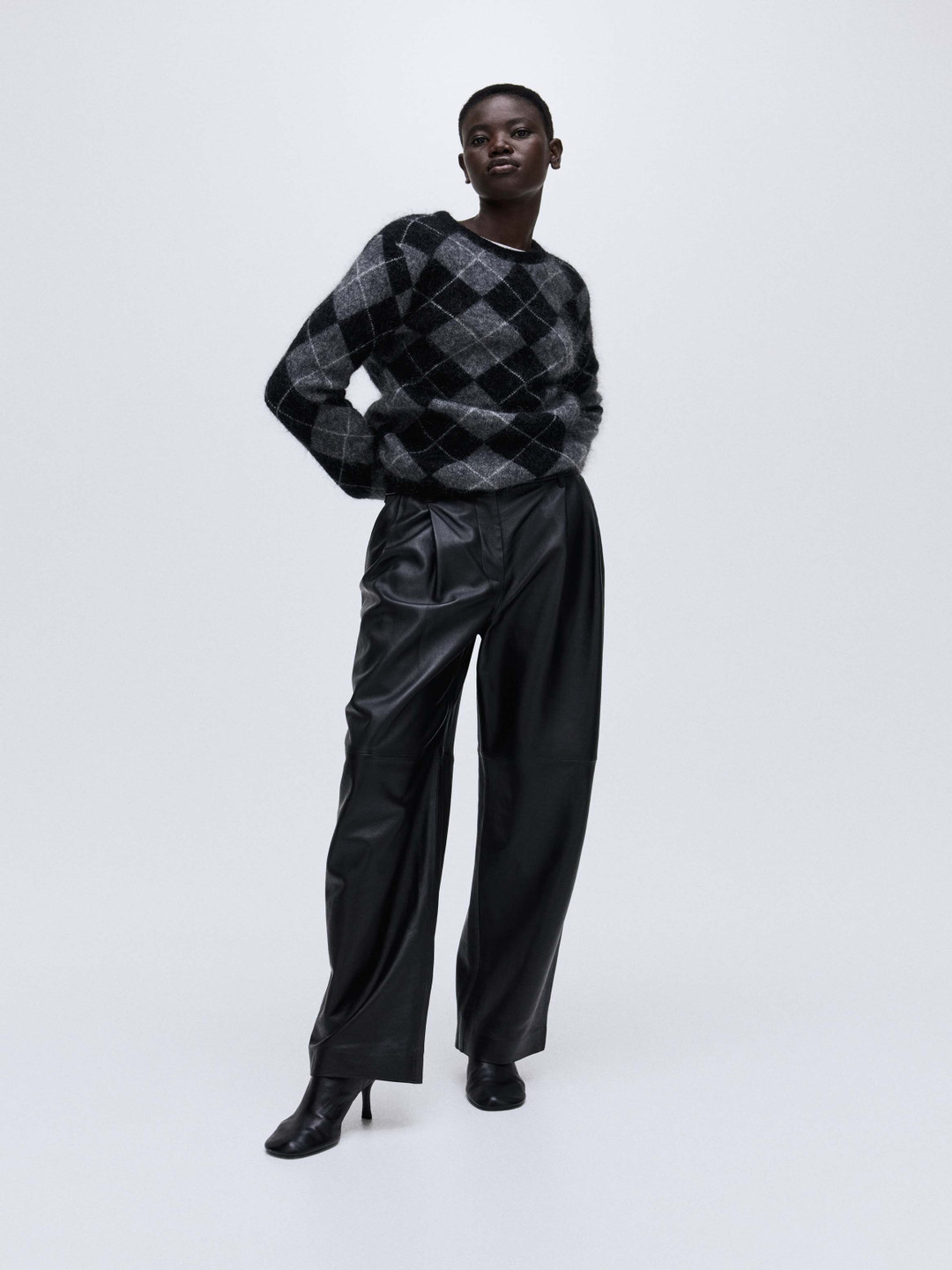 H&M Women Self Design Round Neck Mohair-Blend Jumper