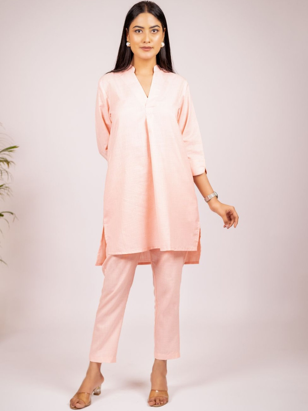 HUESION V-Neck Top With Trouser Co-Ords