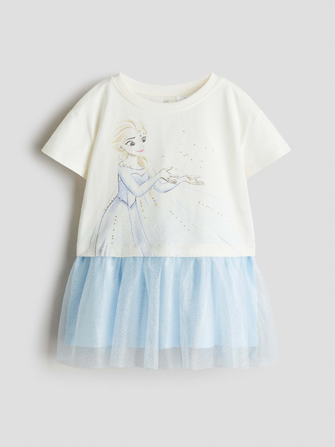 H&M Girls Pure Cotton Printed Tulle-Skirt Dress